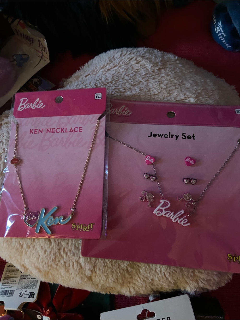 Barbie Pink and Blue Ken Script Necklace with Pink Barbie Jewelry Set